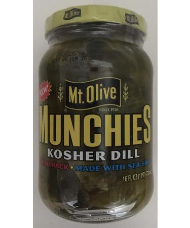 Mt. Olive Munchies Kosher Dill Pickles Made with Sea Salt Vegan Gluten Free 16 oz.