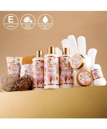 Birthday Spa Gift Basket for Women | 13pc Coconut Caramel Self Care Set - Bubble Bath Lotion Bath Bomb & More - Buy Online on SooperMarket.com