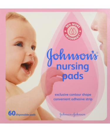 Johnson's Disposable Nursing Pads with Natural Cotton, Super Absorbent, Comfortable, and Breathable, Natural Contour Shape, 60 ct (Pack of 3)