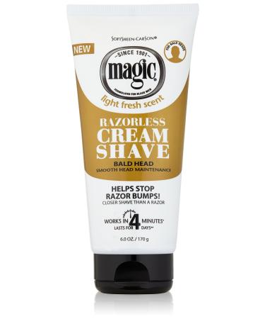 Razorless Shaving Cream for Men by SoftSheen-Carson Magic Hair Removal Cream for Bald Head Maintenance No Razor Needed Depilatory cream works in 4 Minutes for Coarse Curly Hair 6 oz
