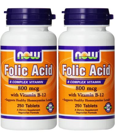 Now Foods Folic Acid 800mcg 250 Tablets - Pack of 2 - Buy Online on SooperMarket.com