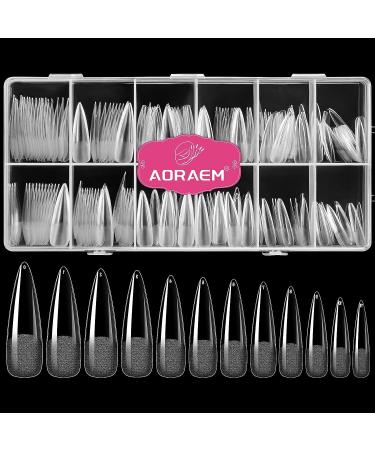 240PCS Clear Stiletto Nail Tips - Soft Gel False Nails for Salon-Quality Manicures at Home - Press On Nails in 12 Sizes - Square Nail Tips for DIY Extension - AOREAM - Buy Online on SooperMarket.com