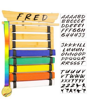 Tilhumt 8 Belt Karate Belt Display Rack, Martial Arts Belt Display, Taekwondo Belt Display, Personalized Jiu Jitsu Belt Hanging Holder for BJJ, Jiu Jitsu, TKD 8 Belt Display