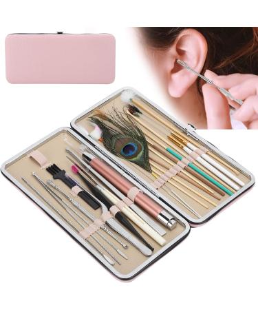 23Pcs Stainless Steel Double Headed Ear Spoons Set - Ear Wax Removal Tool with Spiral Tips for Ear Care - Cherry Powder Ear Picking Set - Buy Online on SooperMarket.com