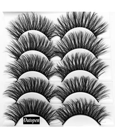 Outopen 3D Mink Lashes Natural Wispy False Eyelashes 15mm Fluffy Long Eye Makeup Tools 5 Pairs Pack | A01-Q1 (13-15MM) - Buy Online on SooperMarket.com