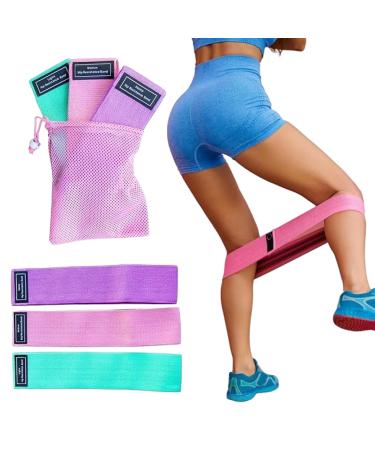 Perfect Stix Booty Bands - 3 Difficulties - Fabric Resistance Bands Set. Non Slip Stretch Bands. Exercise Bands for Legs and Butt. Includes a Pink Mesh Traveling Bag