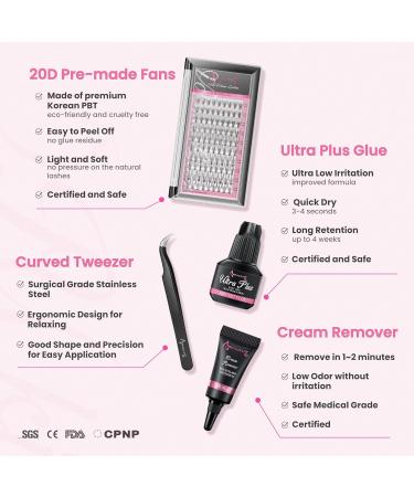 DIY Lash Extension Kit 20D Faux Mink Cluster Lashes 0.05 Curl 8mm-15mm Eyelash Glue Remover and Tweezers - Buy Online on SooperMarket.com