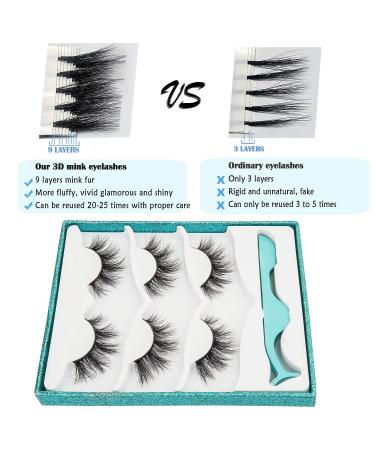 Goo Goo 16mm Siberian 3D Mink Eyelashes 3 Pairs Set - Handmade Crossed Cluster Daily Style - Buy Online on SooperMarket.com
