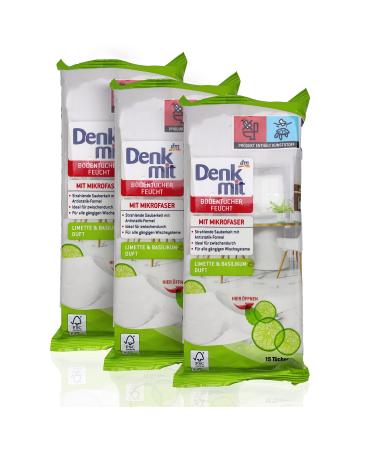 Denk - with moist floor wipes lime & basil 45 pieces (pack of 3)