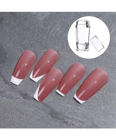 French Double Head Nail Art Tool with Scraper Silicone Seal Printing Transfer Nail Stamp Scraper Stamp for Manicure (Single+Double Head) - Buy Online on SooperMarket.com