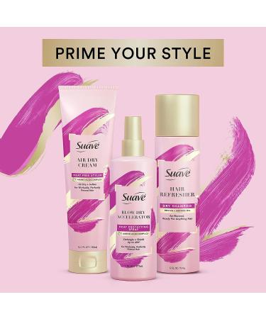 Suave Pink Blow Dry Accelerator 6 oz - Heat Protectant Spray with Detangling Benefits - Buy Online on SooperMarket.com