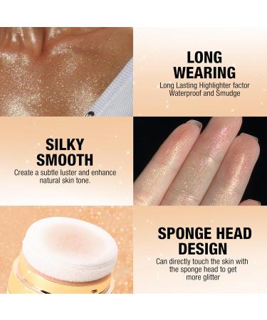 AKARY Silver Shimmer Powder Highlighter | Intense Glow Illuminator Makeup | High Impact Dewy Finish (0.25 oz - Buy Online on SooperMarket.com