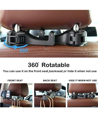 PKKP 2-Piece Car Headrest Hooks & Phone Holder - 360 Rotatable Universal Accessory for Bags Wallets & Food - Silver - Buy Online on SooperMarket.com