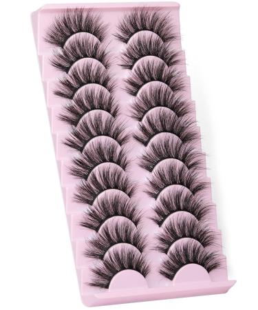 False Eyelashes: Fluffy 20mm Mink Cat Eye Lashes - 10 Pairs Pack for a Natural 5D Curl Wispy Look by EYDEVRO - Buy Online on SooperMarket.com