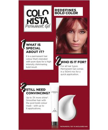 L'Or al Paris Colorista Permanent Cherry Red Hair Dye - Vibrant At-Home Color with High Shine - Buy Online on SooperMarket.com