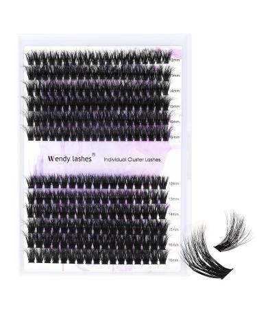 WENDY Lashes Clusters 60D+80D Lash Clusters DIY Eyelash Clusters 3D Effect 12-16mm Cluster Eyelash Extensions Black Cluster Lashes Wispy Soft Individual Lashes(3D Effect 60D+80D D 12-16mm)