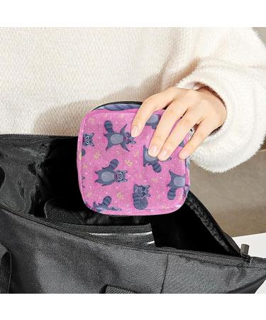 Raccoons Cartoon Sanitary Napkin Storage Bag - Portable Period Pouch for Women & Teens - Multi-Colored - Buy Online on SooperMarket.com