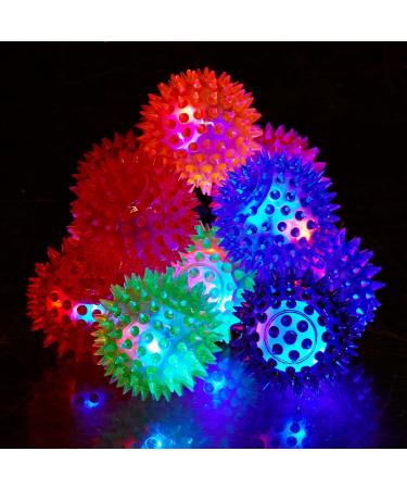 Relaxdays Hedgehog Ball Set of 12 - Colorful LED Bouncy Balls for Kids - 4 Flashing Colors 6.5 cm - Buy Online on SooperMarket.com