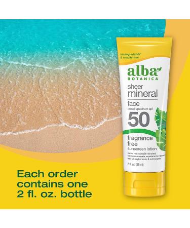 Alba Botanica Fragrance-Free Sheer Mineral Face Sunscreen Lotion SPF 50 - 2 fl. oz - Buy Online on SooperMarket.com