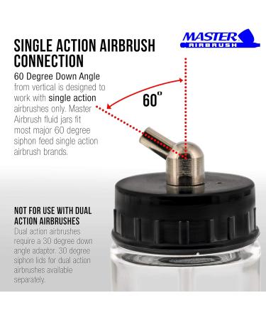 Master Airbrush 10-Pack TB-003 3/4oz Glass Jar Bottles with 60 Adaptor - Compatible with Single-Action Siphon Feed Airbrushes - Fits Badger, Paasche, Iwata - Buy Online on SooperMarket.com