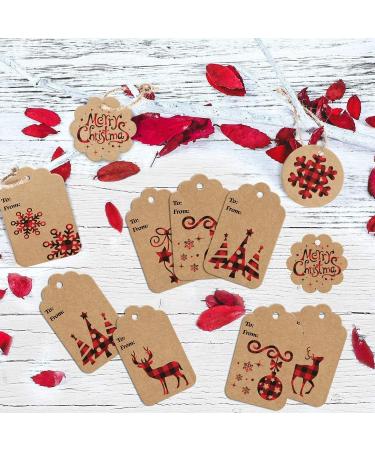 CCINEE Christmas Gift Tags Xmas Kraft Paper Gift Hang Tag Label with Jute Twine for Christmas Gift Wrapping Supply 120pcs Buffalo Plaid - Buy Online on SooperMarket.com