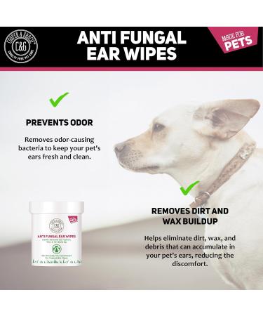 Biodegradable Anti-Fungal Ear Wipes for Dogs & Cats | 100 Soothing Cleaning Wipes | Gentle & Quick Solution for Ear Wax & Itchiness - Buy Online on SooperMarket.com
