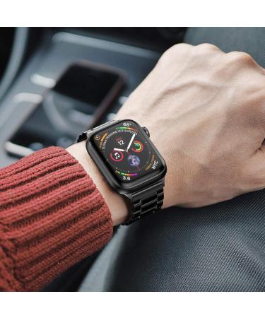 EPULY Compatible with Apple Watch Band 49mm 45mm 44mm 42mm 41mm 40mm 38mm Business Stainless Steel Metal Wristband for iWatch SE & Series Ultra se 8/7/6/5/4/3/2/1 A-Black 45mm 44mm 42mm 49mm - Buy Online on SooperMarket.com