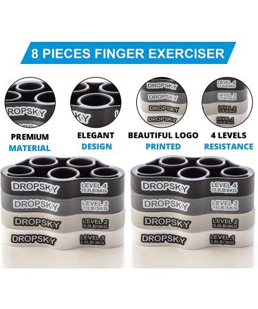 Finger Strengthener Hand Resistance Bands - Improve Grips Performance with 8pcs Finger Exerciser for Grip Strength Trainer and Muscle Exercises (4 Levels 6.6lb, 8.8lb, 11lb, 13.2lb) - Buy Online on SooperMarket.com