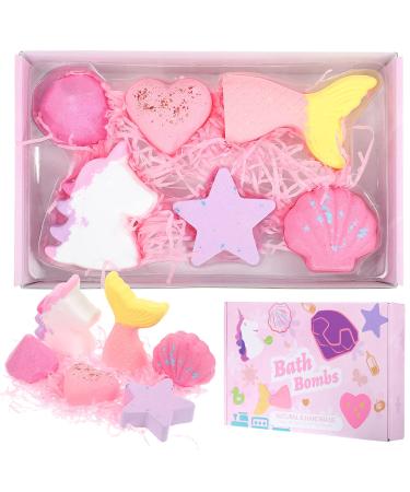 Unicorn Bath Bomb 6 Piece Bath Bomb Set for Kids Christmas Gift Girls Women Shower Fizzy Spa Set Essential Oil Moisturize and Relax Handmade Birthday Valentines