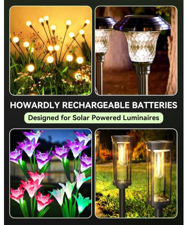 1.2V AA Ni-MH Rechargeable Batteries - 900mAh High Capacity for Solar Lights & Outdoor Use - 12 Pack - Buy Online on SooperMarket.com