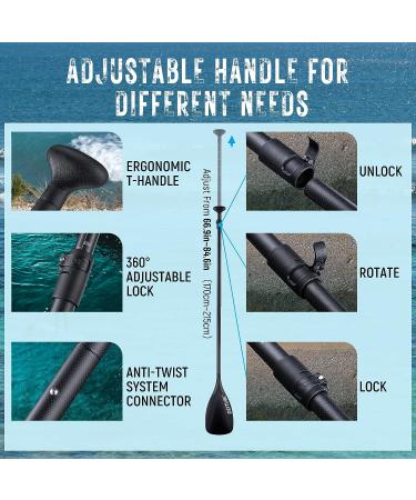 Goture Lightweight Carbon Fiber SUP Paddle | Adjustable 3-Piece Shaft | 67-85' Stand-up Paddleboard Oar with Carrying Bag - Buy Online on SooperMarket.com