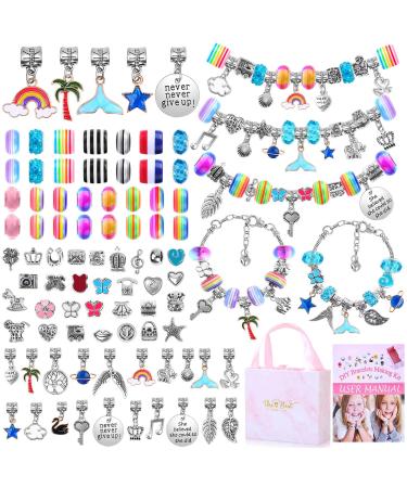 Bracelet Making Kit for Girls  Flasoo 85PCs Charm Bracelets Kit with Beads  Jewelry Charms  Bracelets for DIY Craft  Jewelry Gift for Teen Girls