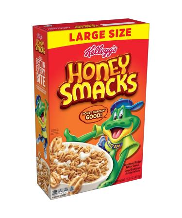 Kellogg's Honey Smacks Breakfast Cereal, Made with Whole Grain, Kids Snacks, Large Size, Original, 15.3oz Box (1 Box)