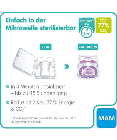 MAM Comfort Schnuller 2 Set | Lightweight Silicone Pacifiers for Newborns | 0+ Months | Pink/Purple | Soft MAM Skinsoft & Pacifier Box - Buy Online on SooperMarket.com