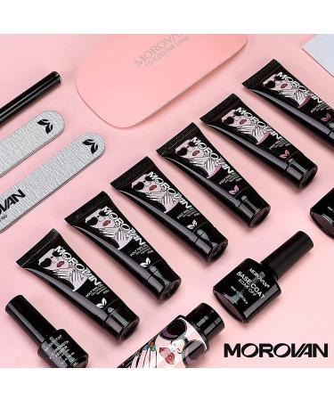 Morovan Poly Gel Nail Kit with UV Lamp - Professional Pink Clear Poly Gel Kit with UV Light for Beginners and Advanced Nail Extension - Starter Kit Included - Buy Online on SooperMarket.com