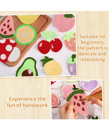 Cindeer 10 Pcs Glow in The Dark Food Series Punch Needle Embroidery Magnet Set with Patterns and Tools - Buy Online on SooperMarket.com