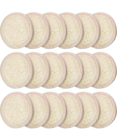 18 Pieces Exfoliating Loofah Pad Mini Round Bath Shower Loofah Sponge Pad Exfoliating Scrubber Natural Bath Sponge Brush for Men and Women
