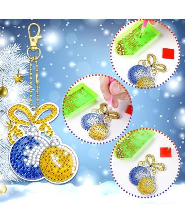 21 Pcs DIY Diamond Key Chain Ornaments - Cute Style | 5D Rhinestone Pendant Decor Kit for Kids | Christmas Diamond Art Key Ring - Buy Online on SooperMarket.com