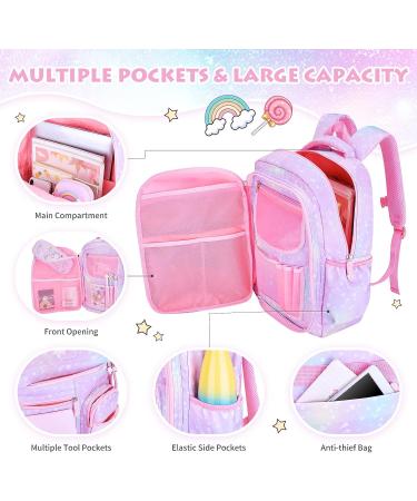 BYXEPA Girls Backpack - Cute School Kids Book Bag with Compartments for Students - Purple Kids' School Bag - Buy Online on SooperMarket.com