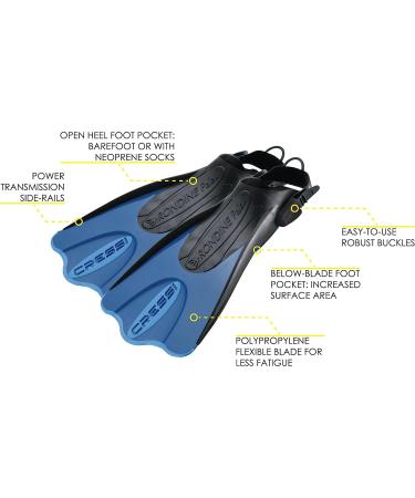 Cressi Palau SAF Short Adjustable Fins - Versatile Open Heel for Snorkeling - Blue/Azure - Made in Italy - L/XL - US Man 11-13 | US Lady 12-14 | EU 44-47 - Buy Online on SooperMarket.com