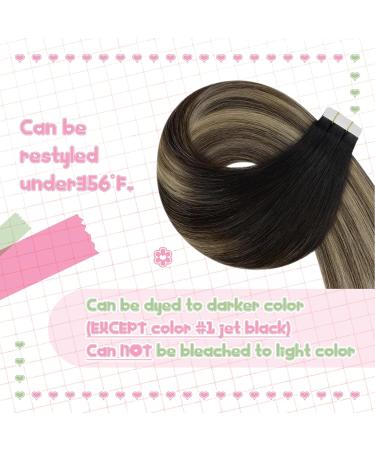 Youngsee Real Hair Tape Extensions - Balayage Ombre #1B/4/27 55cm 50g 20pcs - Smooth Remy Real Hair - Buy Online on SooperMarket.com