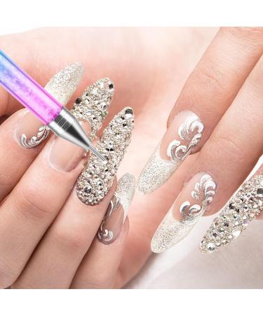 Bewudy 3 Pcs Nail Rhinestone Picker Dotting Pen Set - Dual-Ended Wax Pencil Tool for Nail Art DIY Decoration (White Pink Purple) - Buy Online on SooperMarket.com