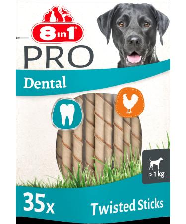 8in1 Pro Dental Twisted Sticks - healthy chew sticks for dogs for dental care 35 pieces (pack of 1) Dental 190 g (Pack of 1)