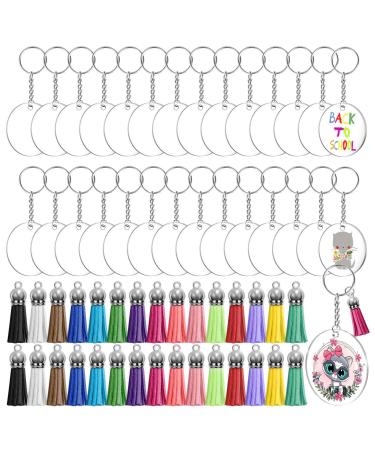 Acrylic Keychain Blanks  Audab 120pcs Clear Keychains for Vinyl Kit Including 30pcs Acrylic Blanks  30pcs Keychain Tassels  30pcs Key Chain Rings and 30pcs Jump Rings for DIY Keychain Vinyl Crafting