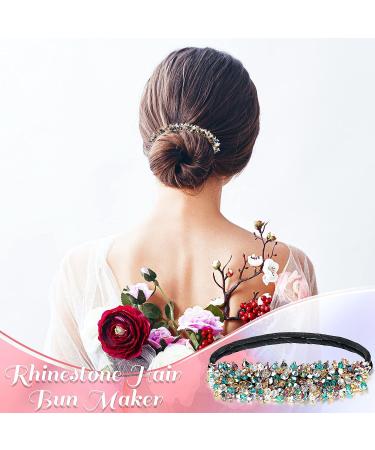 Rhinestone Hair Bun Maker Set - Elegant & Convenient Hair Styling Tool for Women & Girls - Perfect DIY Hairstyle Accessory - Dark Color - Buy Online on SooperMarket.com