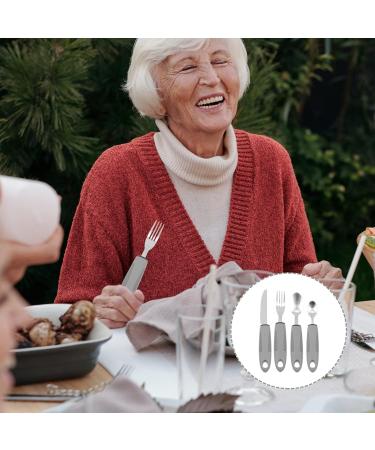 Adaptive Utensils Built up Fork Spoon Rocker Knife Easy Grip Silverware for Adults Elderly Weak Hand Patients Disabled Light Grey 3 Piece Set (Color : Light Grey-1) - Buy Online on SooperMarket.com