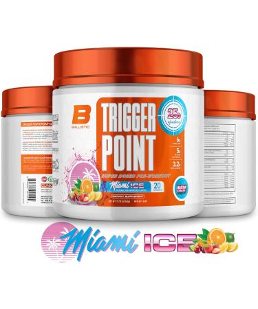 Trigger Point Miami Ice Preworkout & nitric oxide booster powder by Ballistic Supps with 25 grams of active ingredients per scoop with citrulline creatine betaine beta-alanine taurine & l-tyrosine - Buy Online on SooperMarket.com