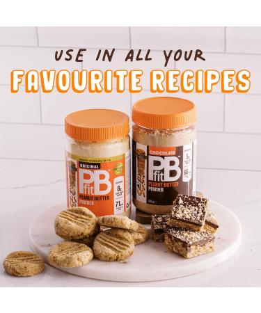 PBfit Peanut Butter Powder - Original & Chocolate - 87% Less Fat Gluten Free All Natural Nut Butter Spread - Powdered Peanut Butter from Real Roasted Peanuts - 425g (Pack of 2) - Buy Online on SooperMarket.com