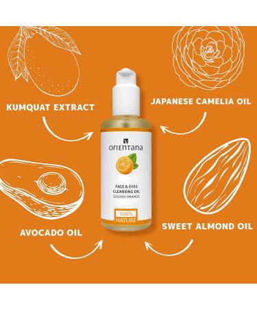Orientana Golden Orange Cleansing Oil - 99.5% Natural Vegan Makeup Removal - 150 ml - Buy Online on SooperMarket.com