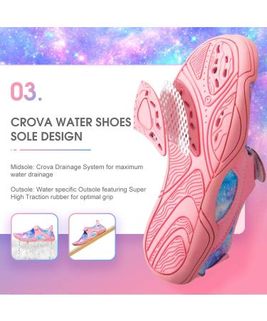 CROVA Kids Water Sports Shoes - Ultra Light Quick-Dry Aqua Socks for Boys Girls - Purple Galaxy Design - Sizes 2.5-10 Toddler/Little Kid - Buy Online on SooperMarket.com